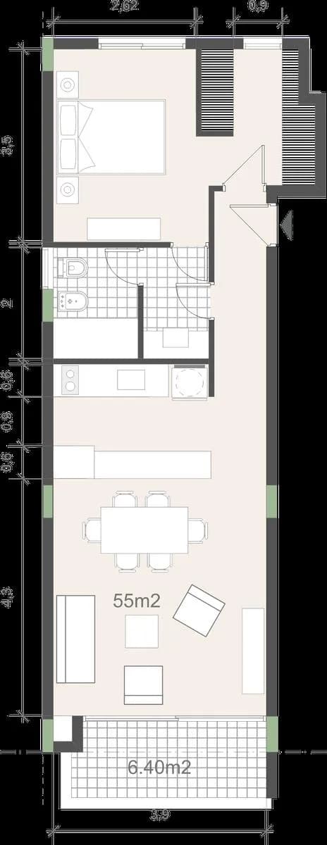 Departamento de un dormitorio en venta de pozo en Posadas