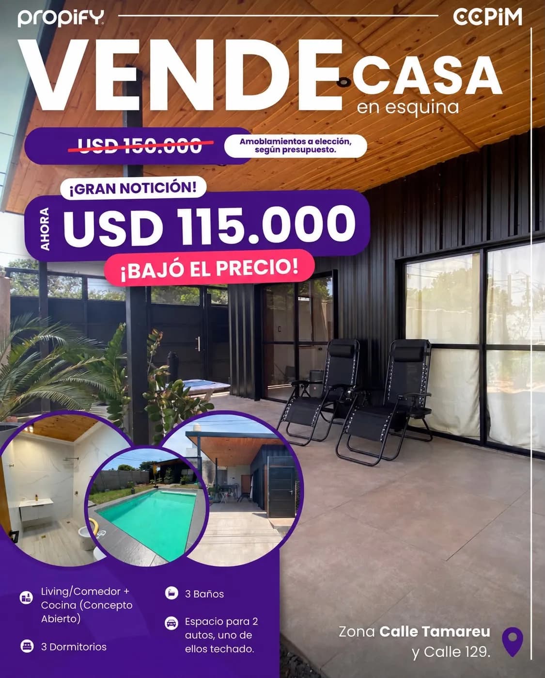 Anuncio inmobiliario de casa en venta