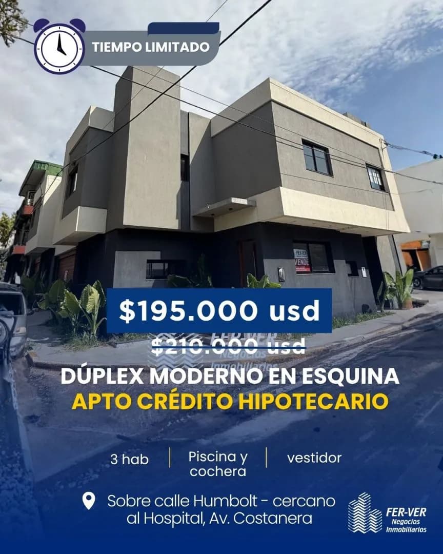 Dúplex en venta. 3 Dormitorios. ZONA HOSPITAL MADARIAGA .Apto Crédito H. a Estrenar