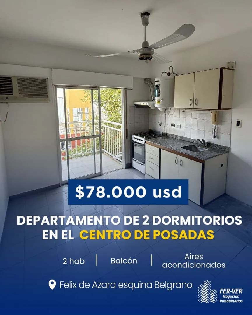 VENTA DPTO. CENTRICO 2 DORMITORIOS. APTO CREDITO HIPOTECARIO