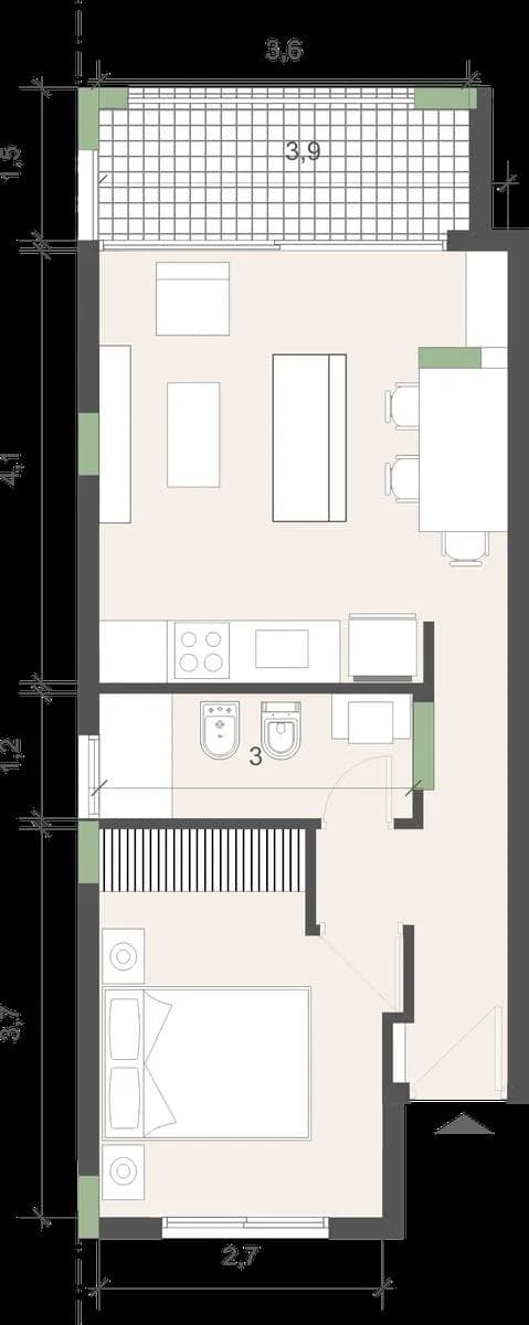 Departamento en  venta un dormitorio pozo Posadas