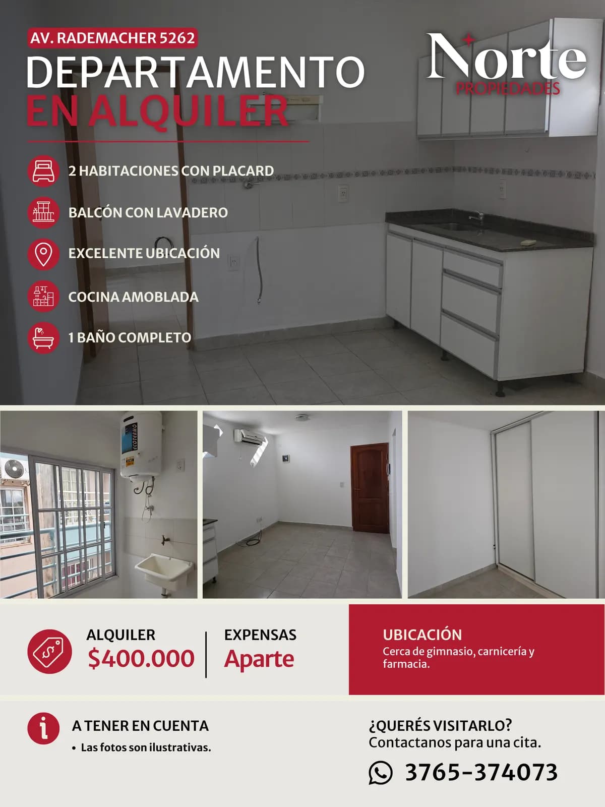 Anuncio inmobiliario de departamento en alquiler