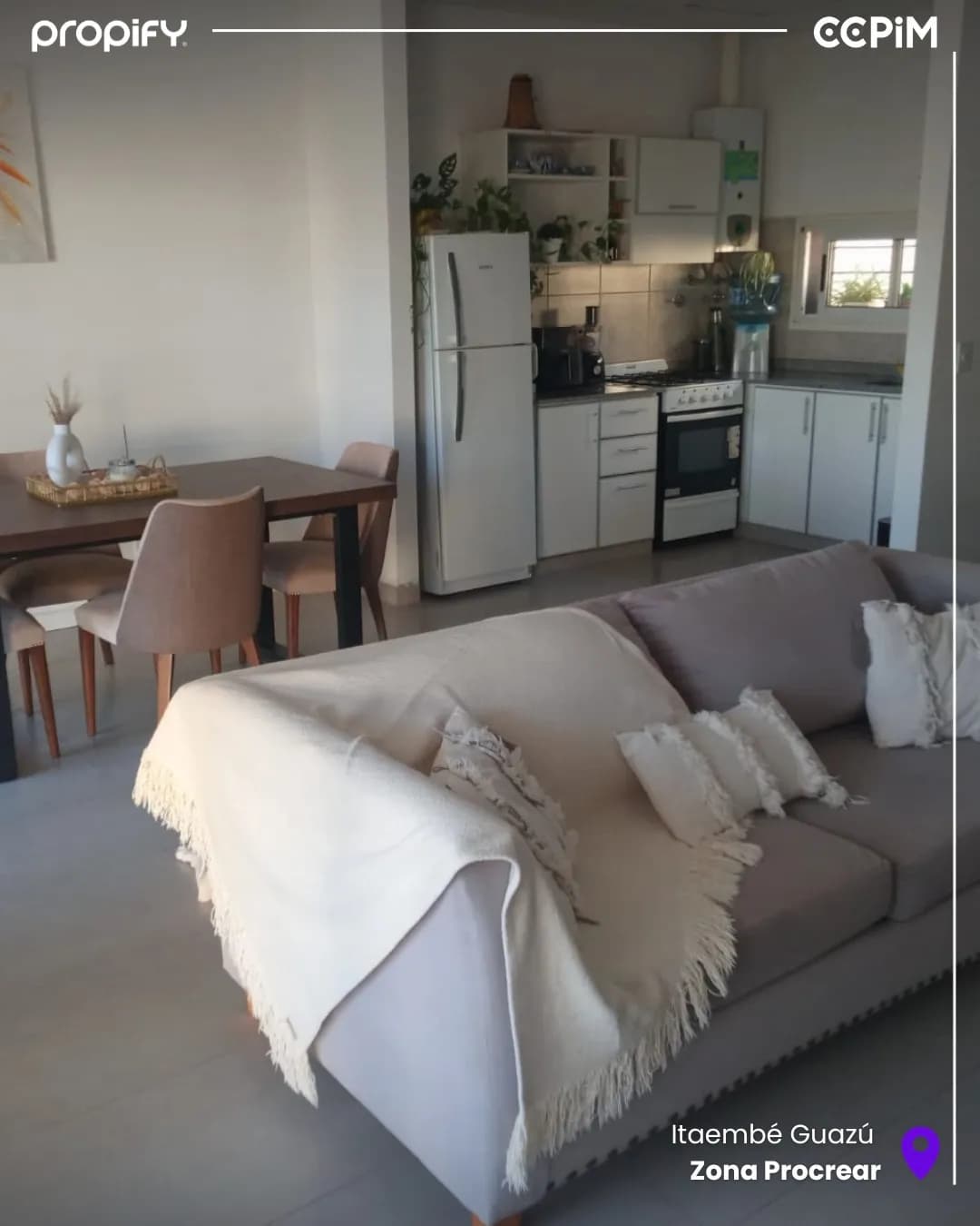 Living comedor con cocina integrada