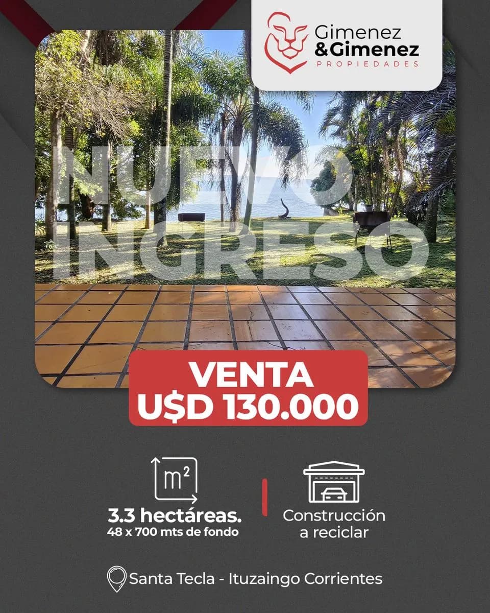 Casa frente al río Paraná en Santa Tecla, Corrientes