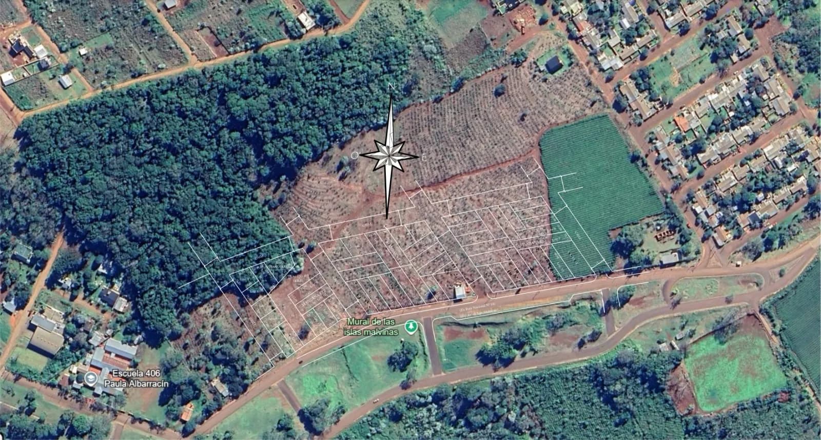 Vista aérea de loteo residencial