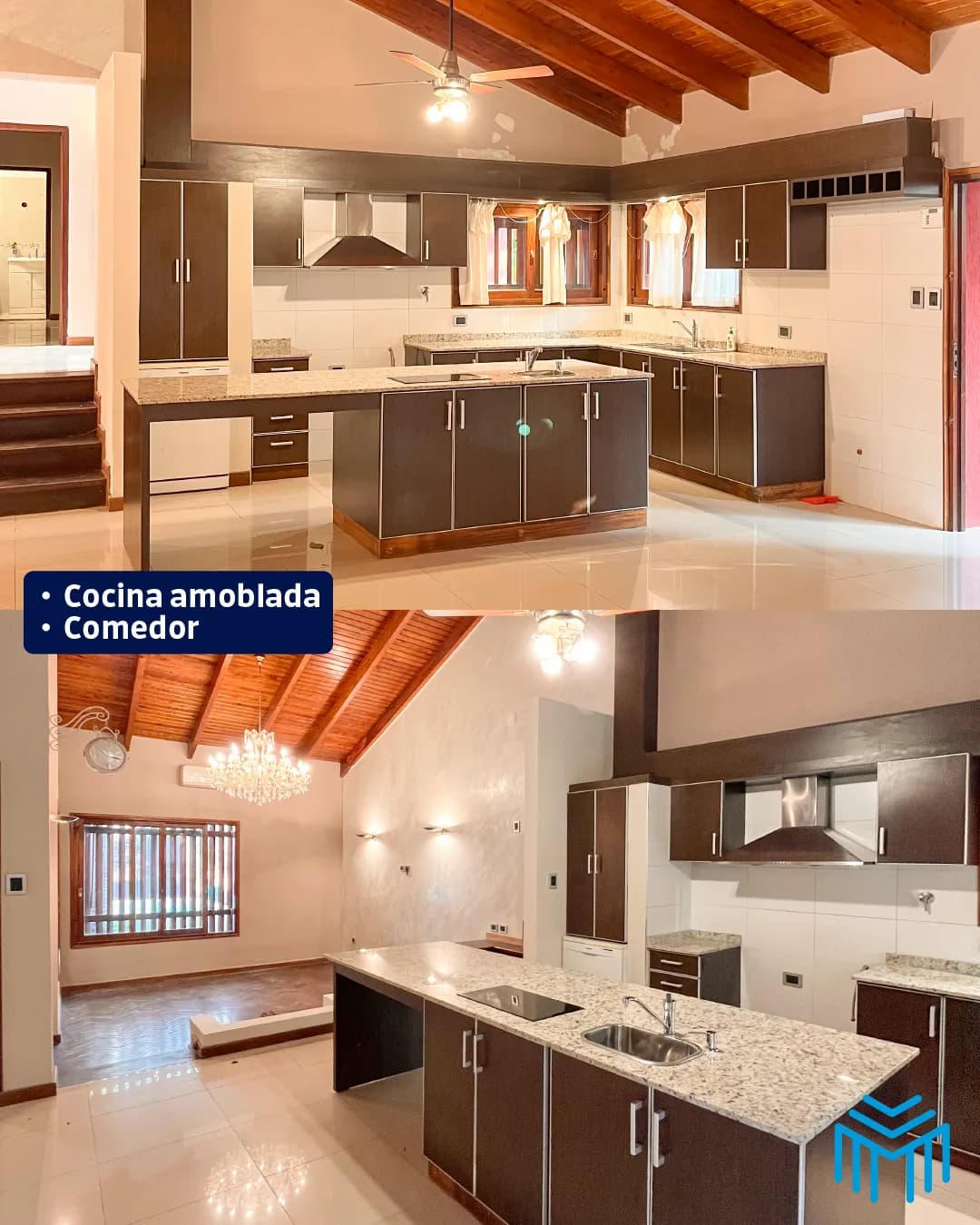 Amplia cocina amoblada y comedor