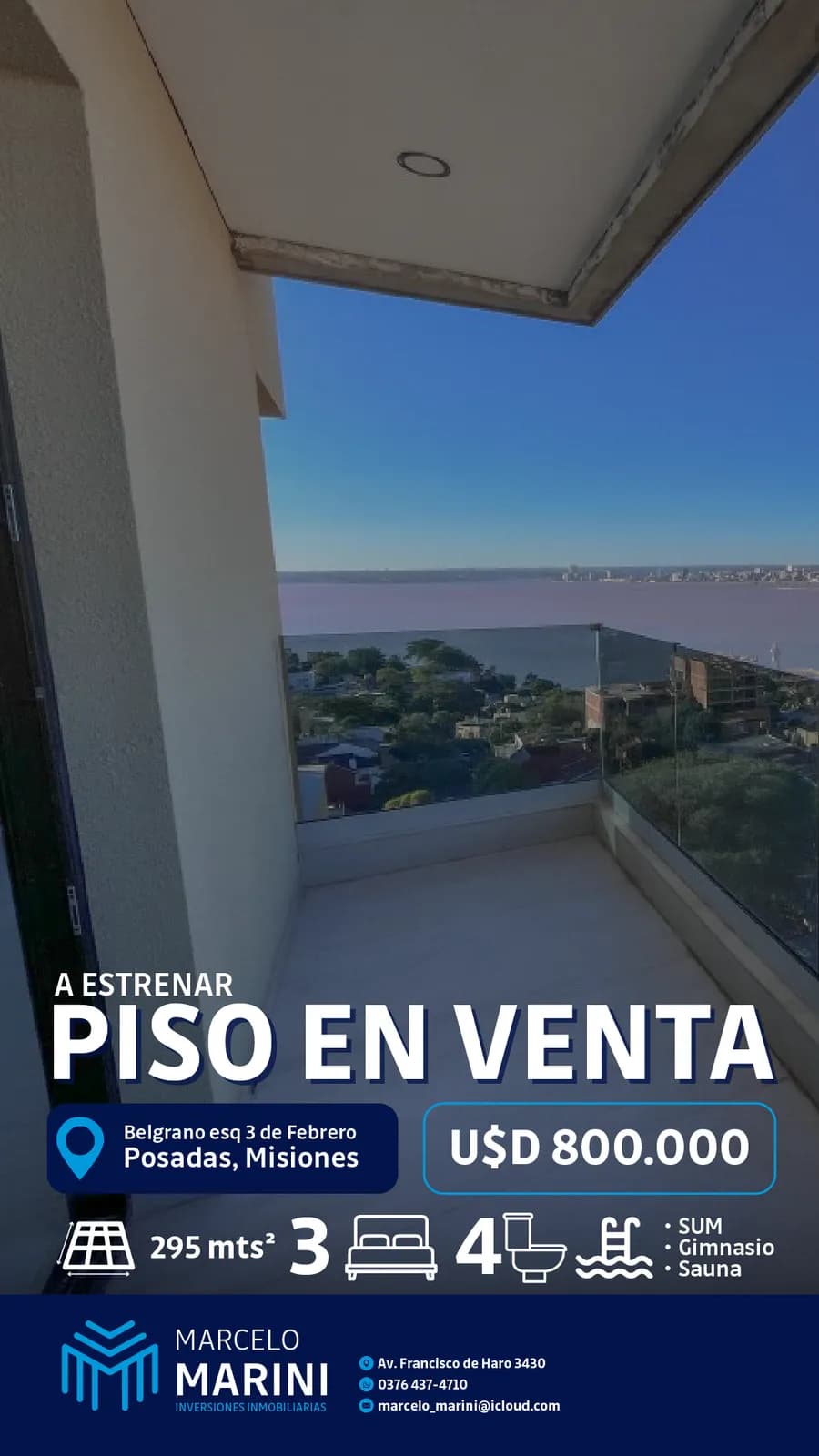 Balcón con vista panorámica al río