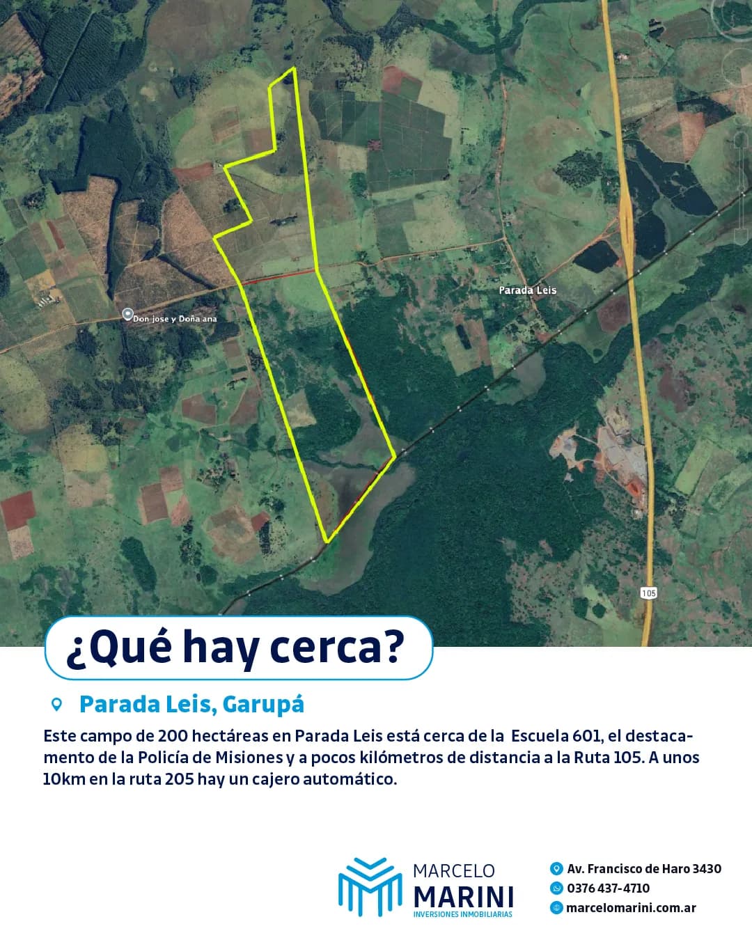 Mapa satelital de terreno en venta