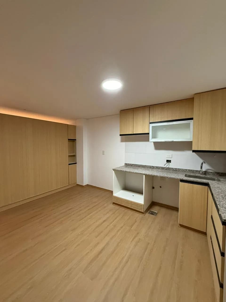 Cocina integrada y ambiente moderno