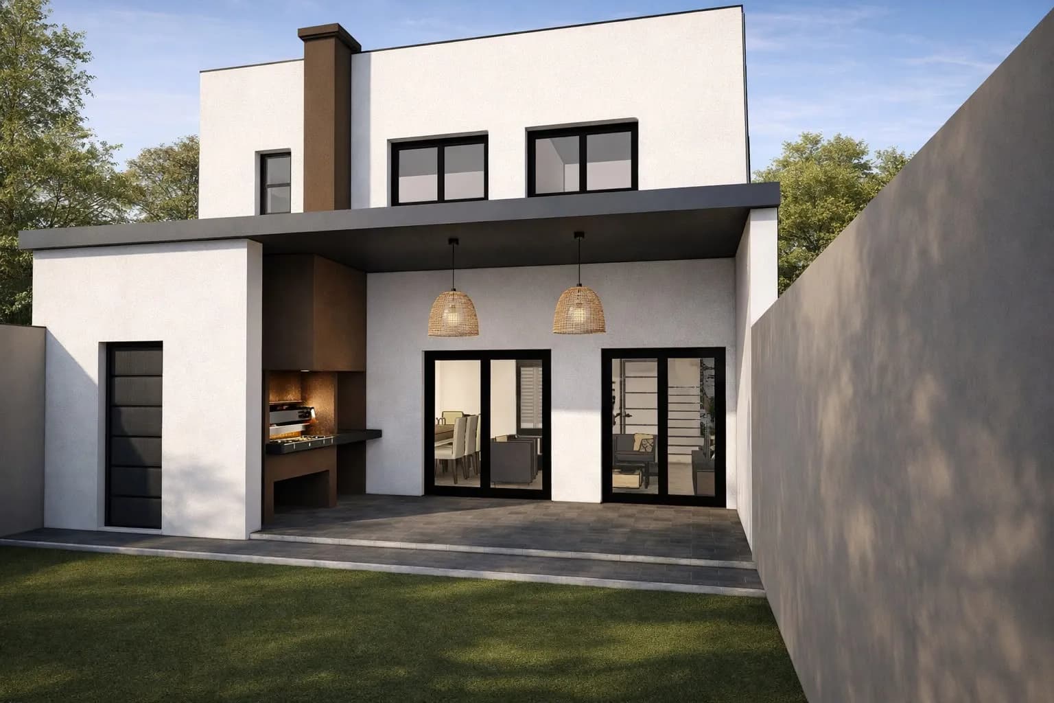 Casa moderna con patio y parrilla