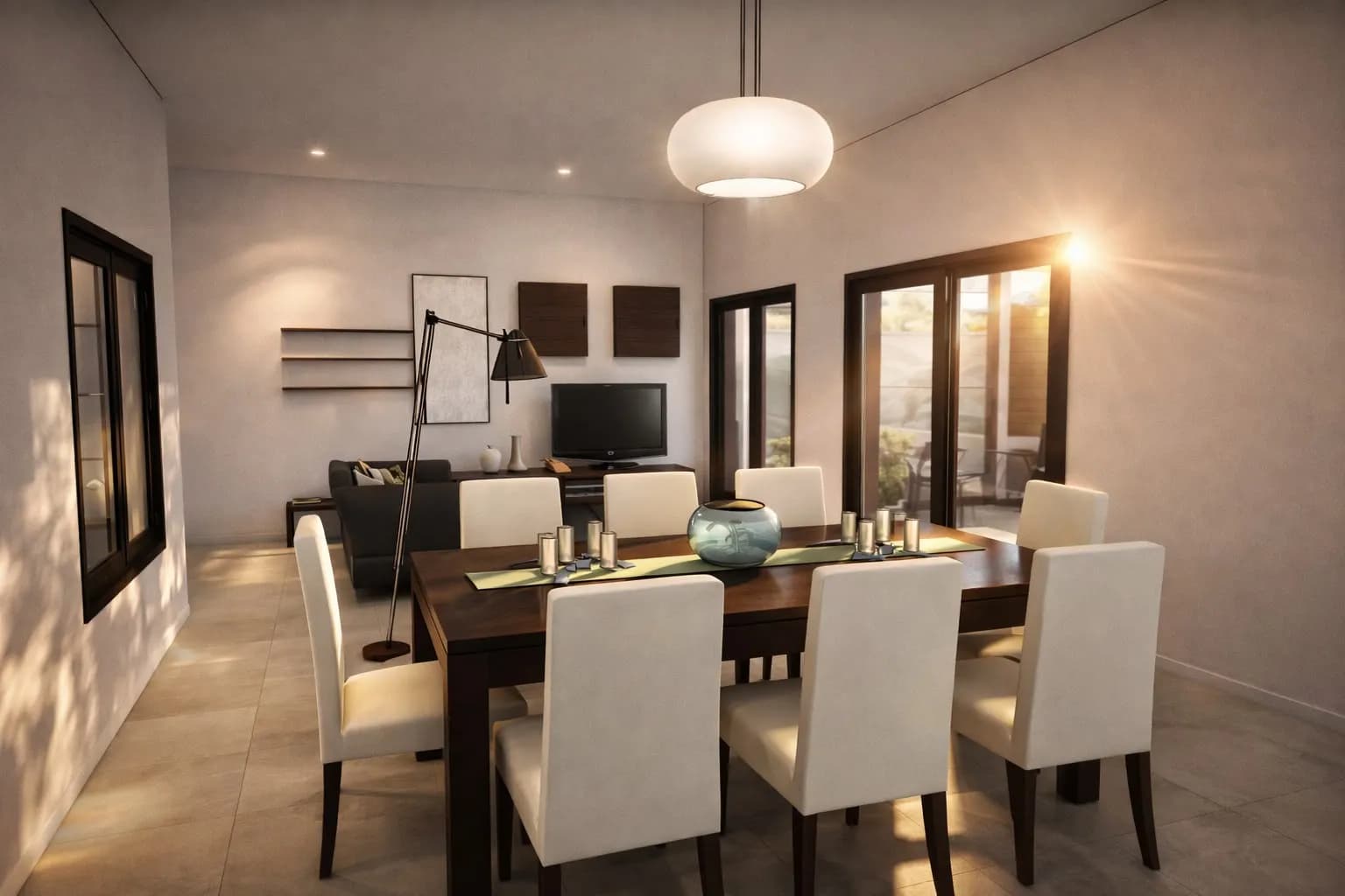 Comedor moderno y salón luminoso