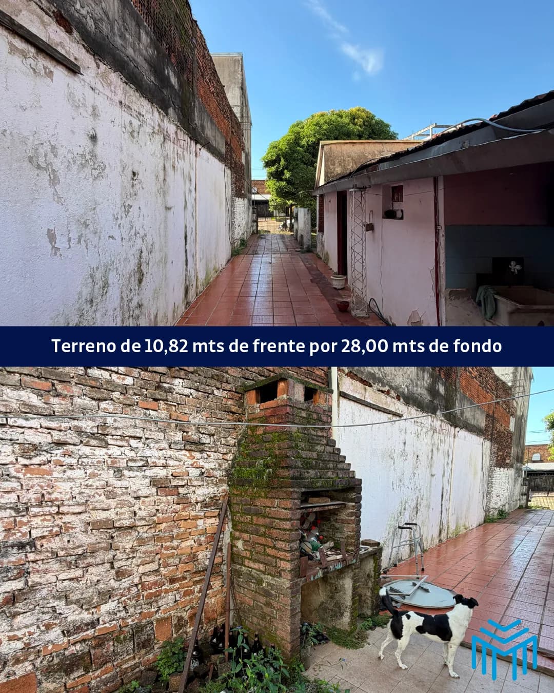 Terreno con pasillo y parrilla