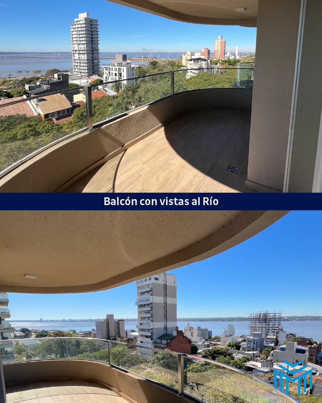 Amplio balcón con vistas al río
