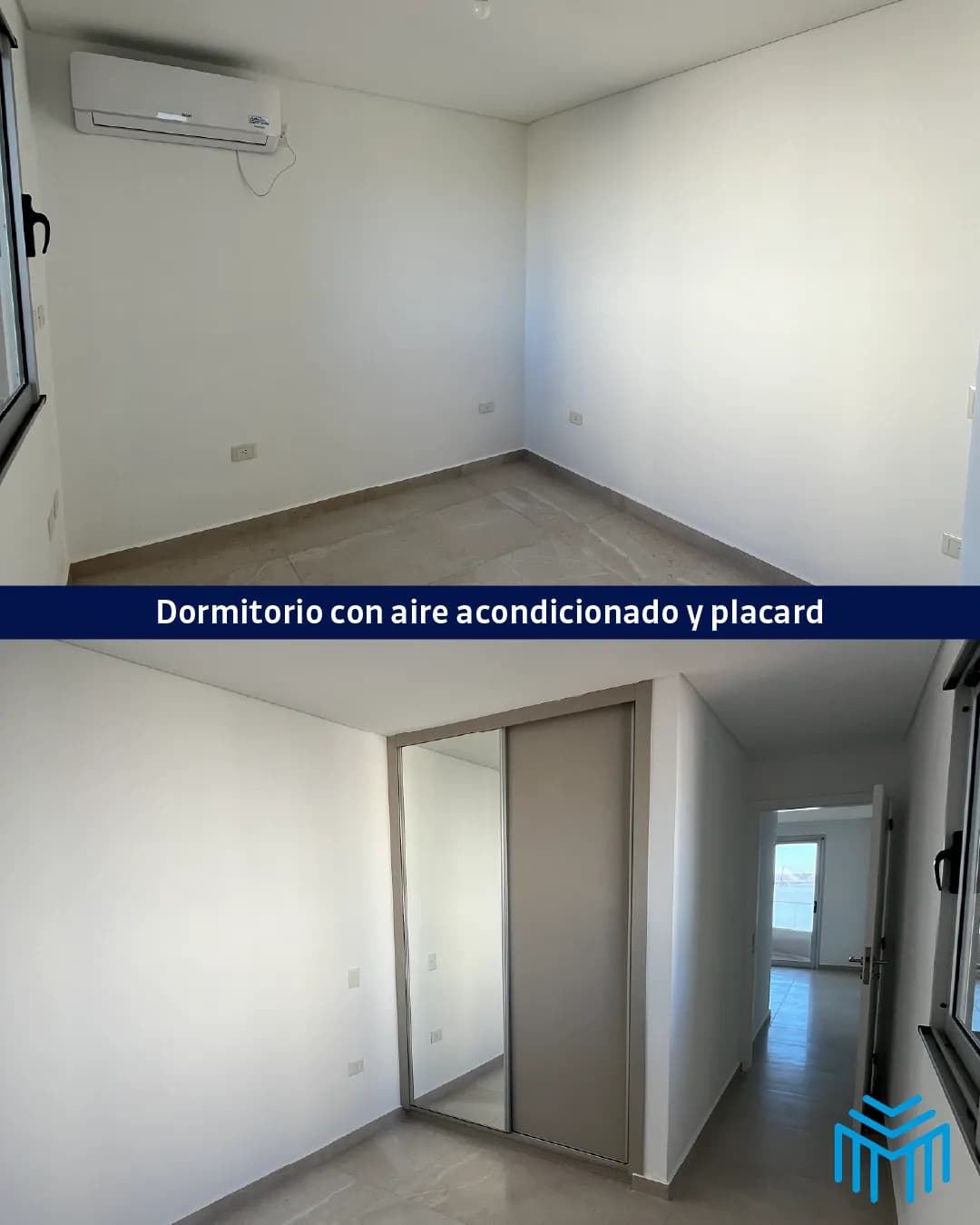 Dormitorio luminoso con placard y aire