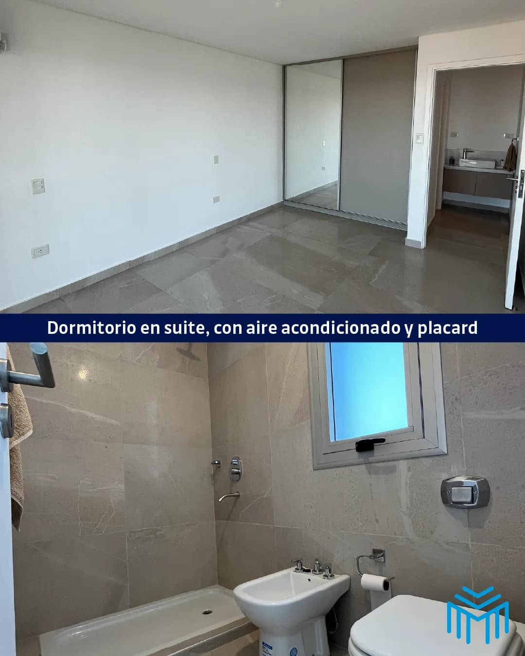 Dormitorio en suite y baño