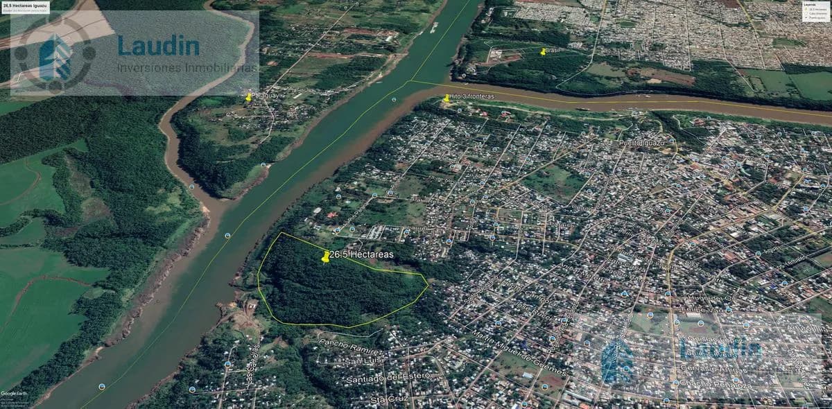Se vende 28 hectáreas  sobre el Rio paraná- Cataratas del Iguazú.