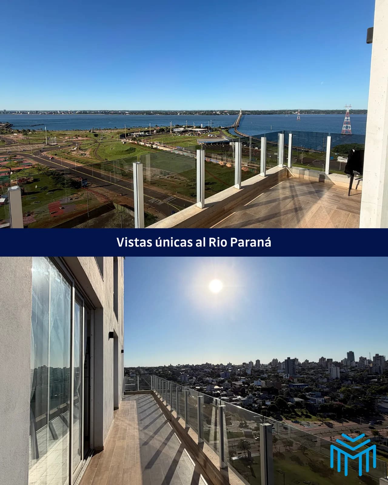 Amplia terraza con vistas al río