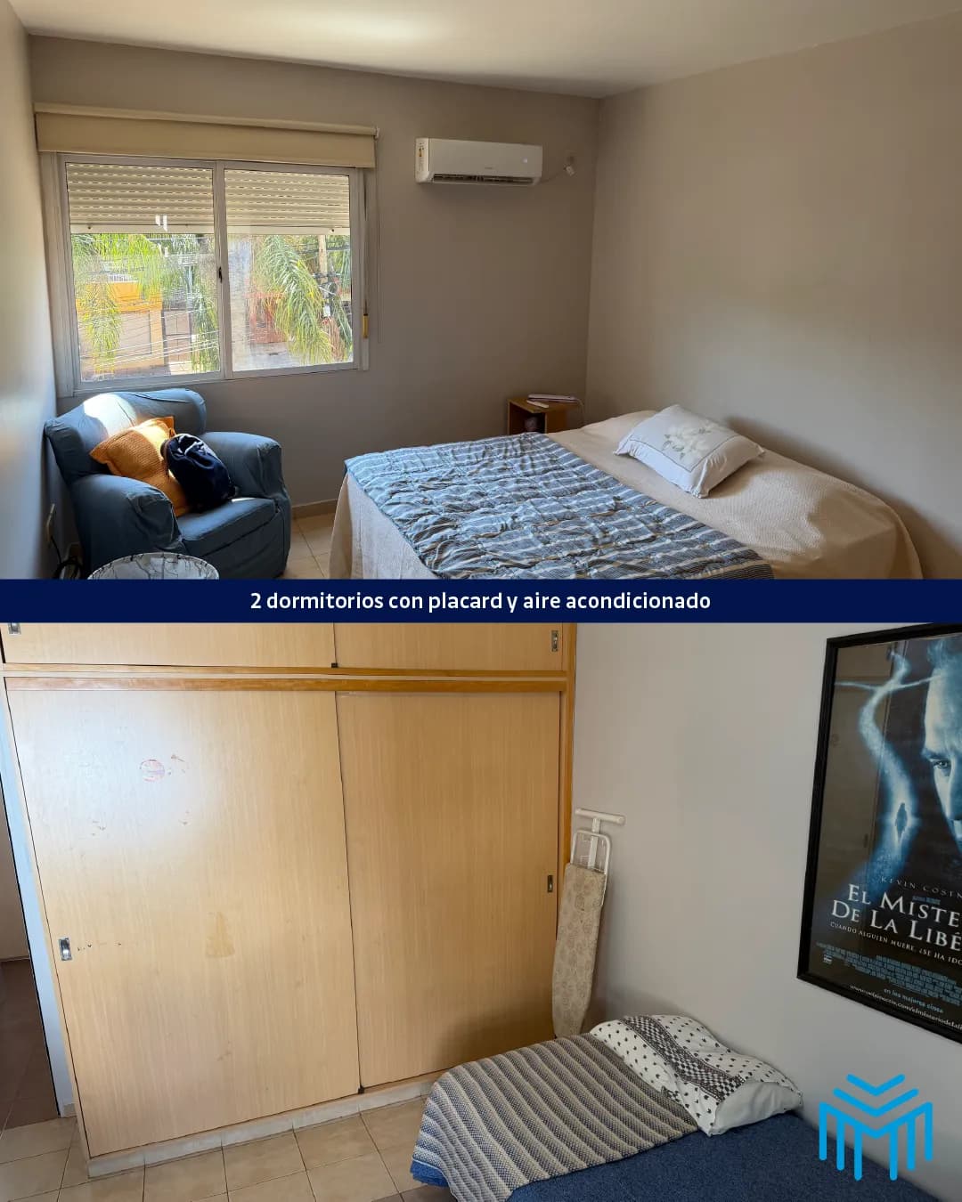 Dormitorios con placard y aire acondicionado