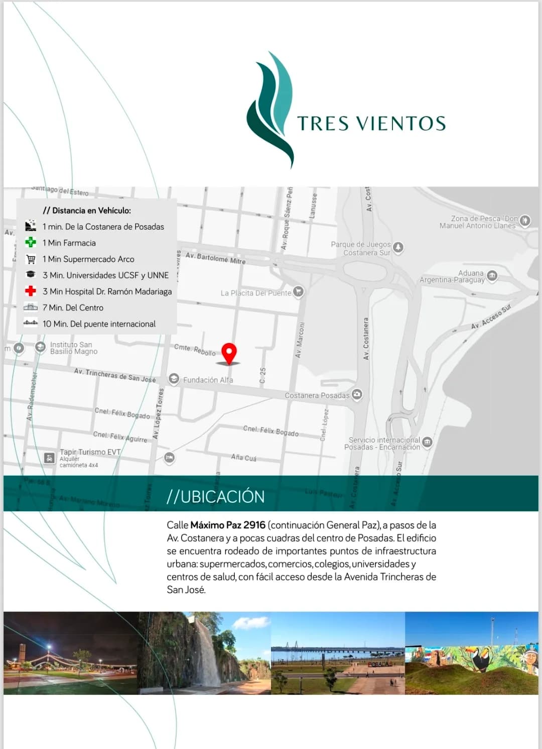 Folleto con mapa de ubicación inmobiliaria