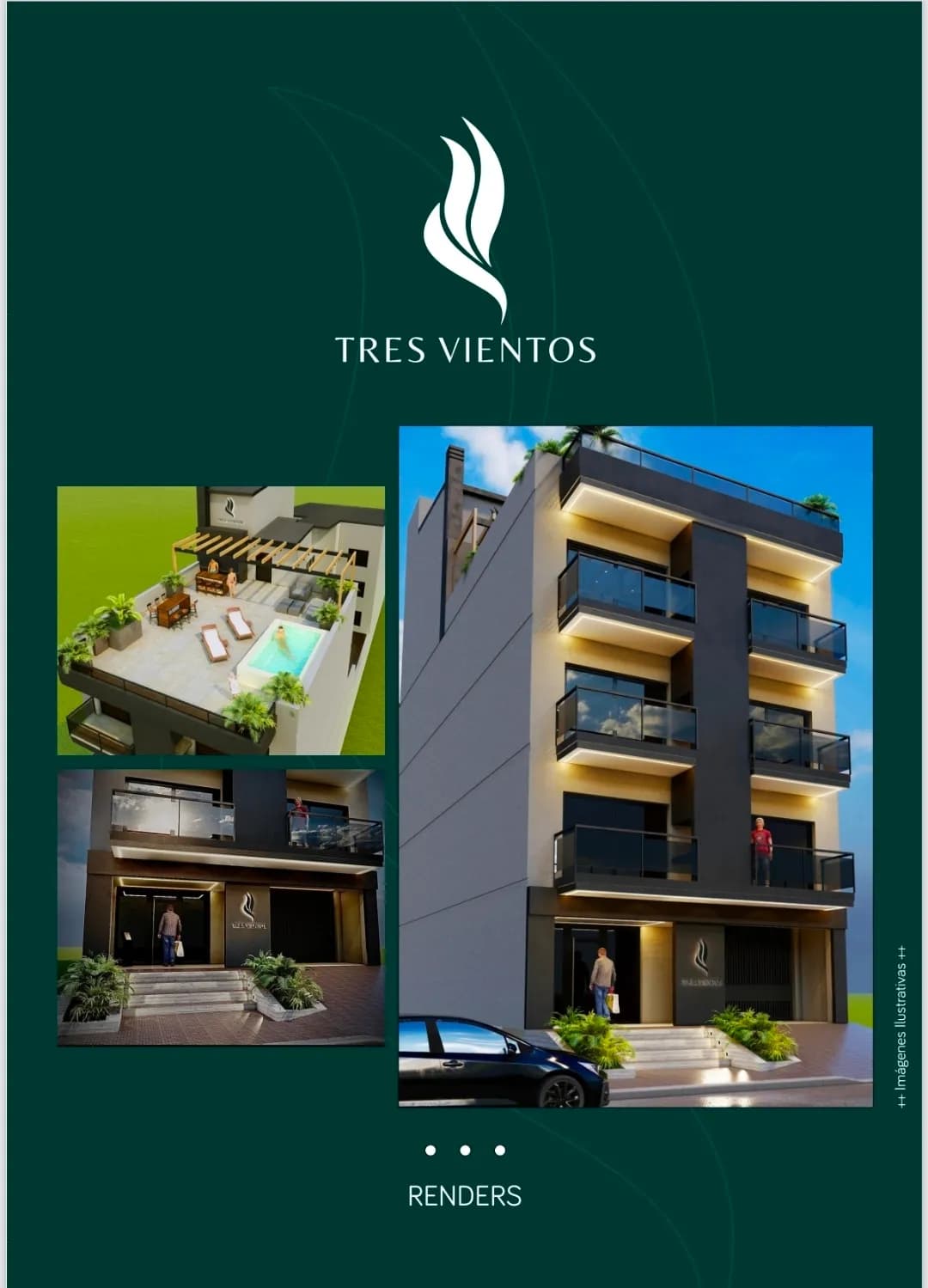 Renders de edificio residencial moderno