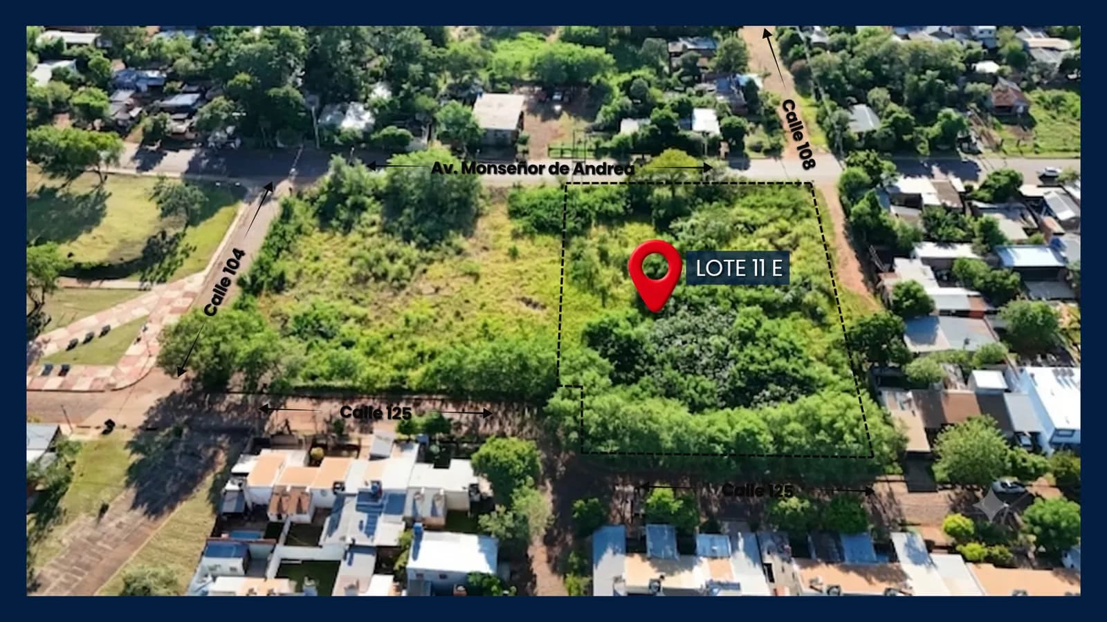 Vista aérea de terreno delimitado