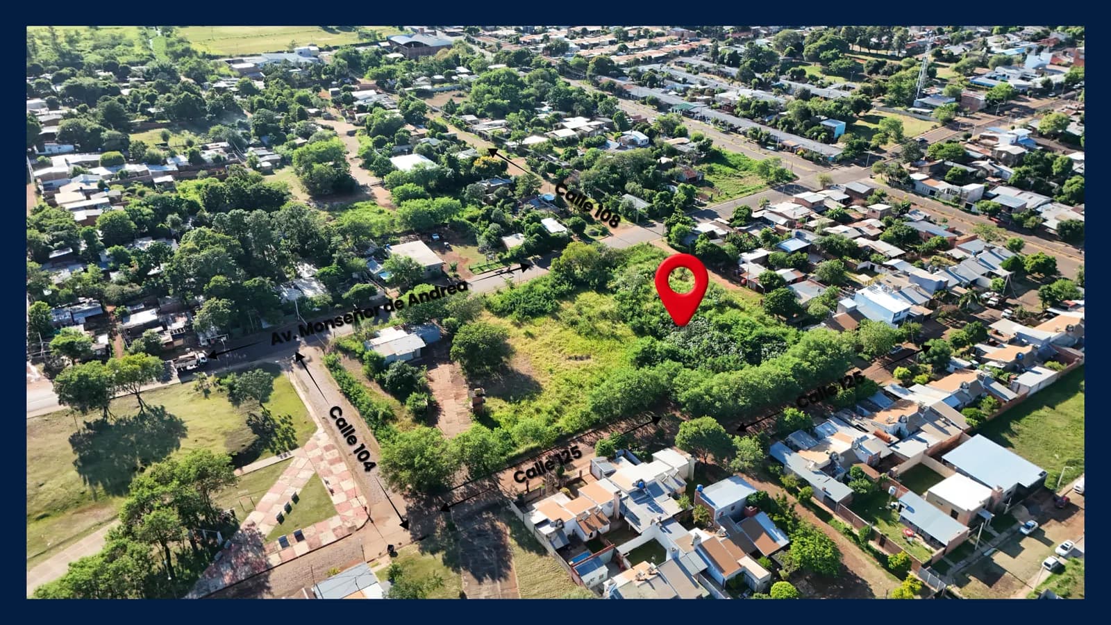 Vista aérea de terreno residencial