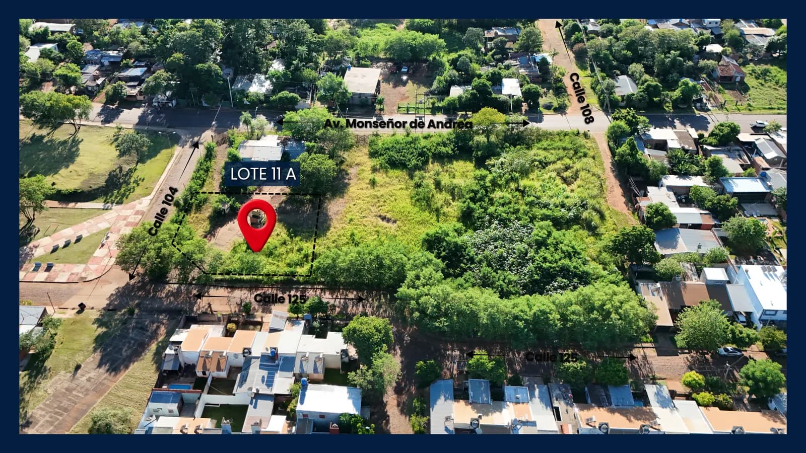 Vista aérea de terreno en venta