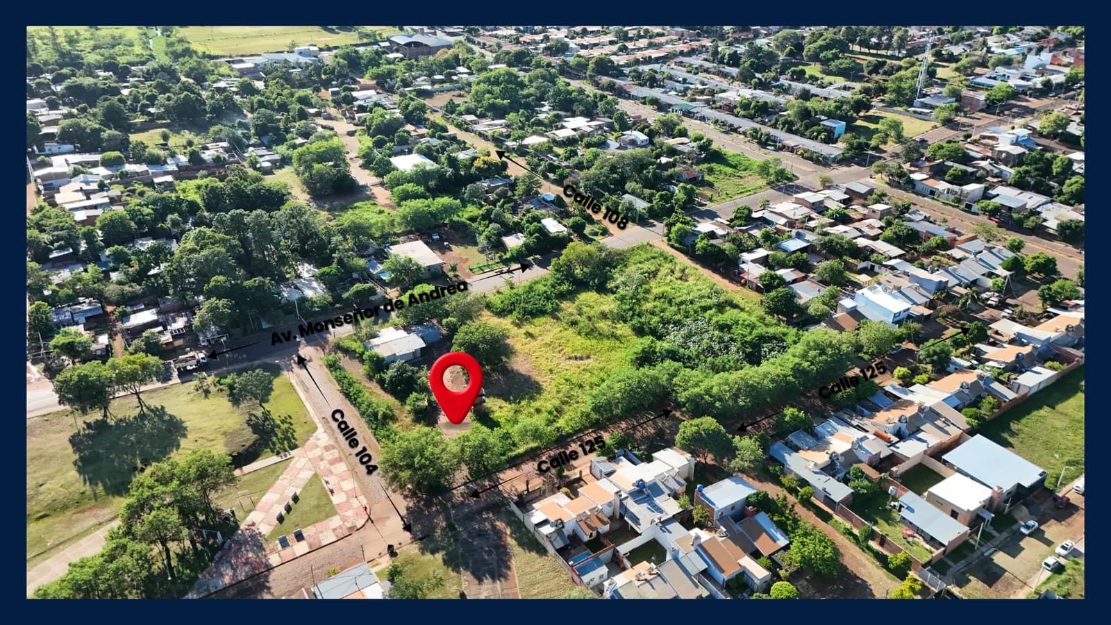 Vista aérea de terreno en venta