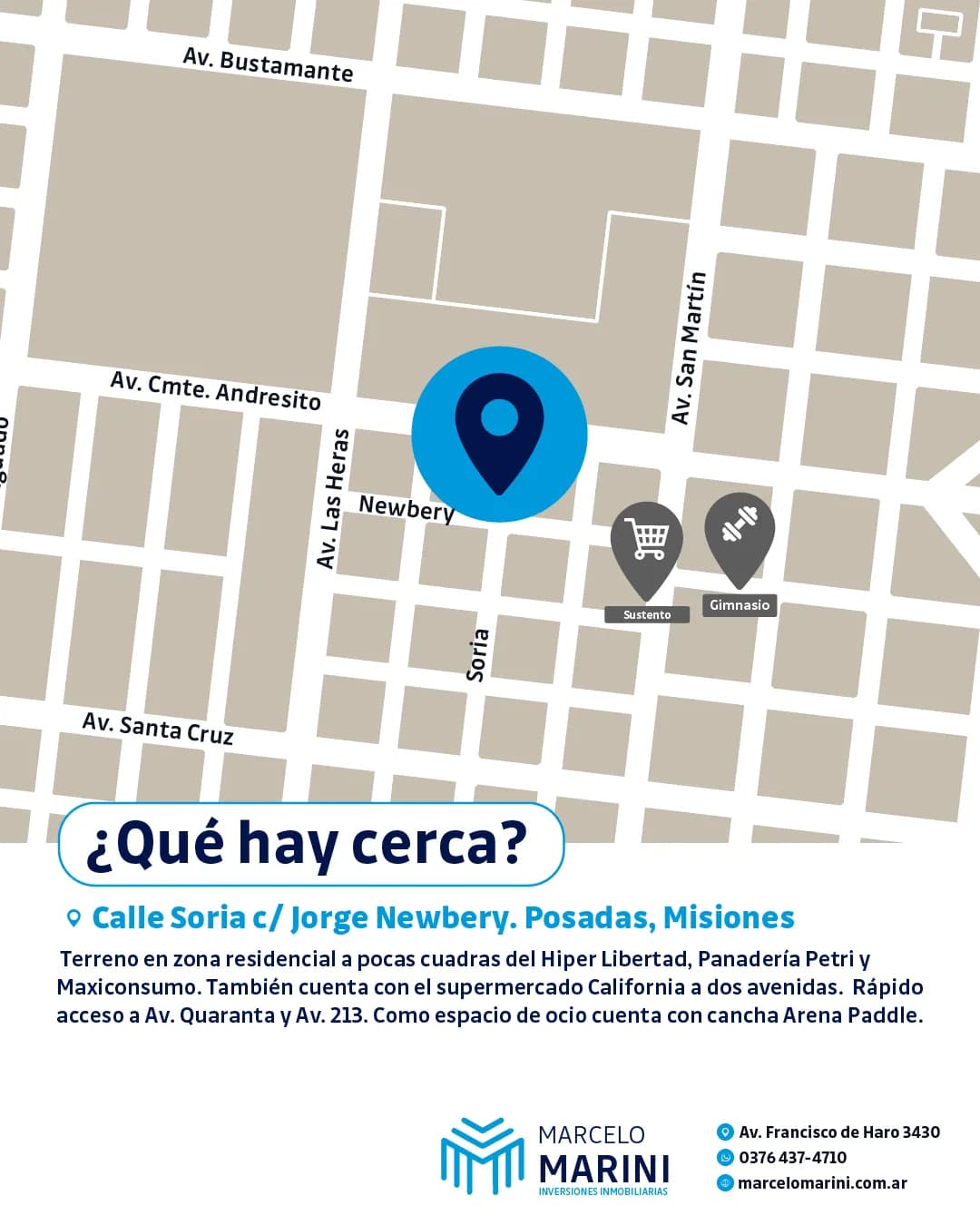 Folleto inmobiliario con mapa de ubicación