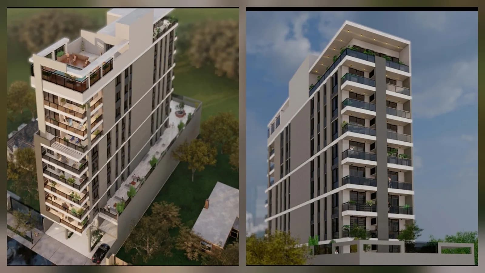 Render de edificio residencial moderno