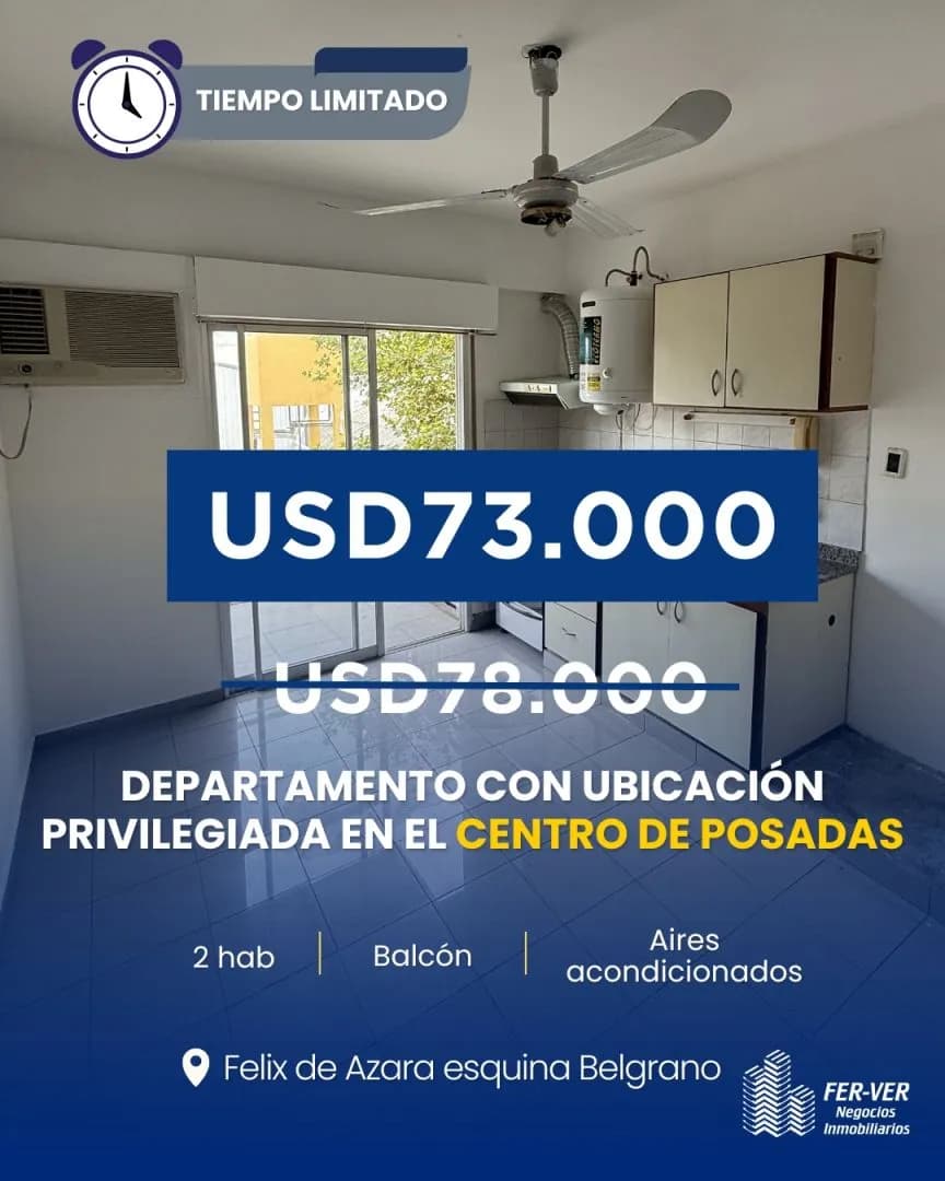 VENTA DPTO. CENTRICO 2 DORMITORIOS. APTO CREDITO HIPOTECARIO