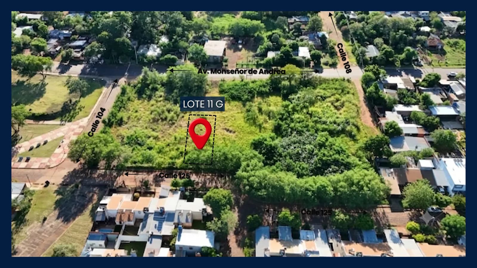 Vista aérea de terreno en venta