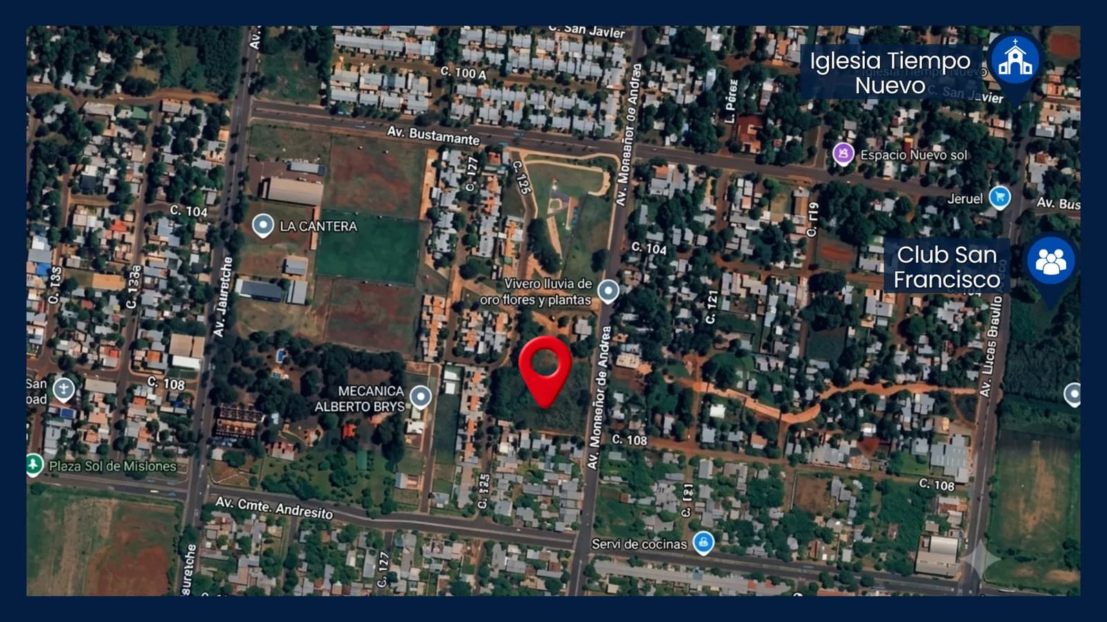 Vista satelital de la propiedad