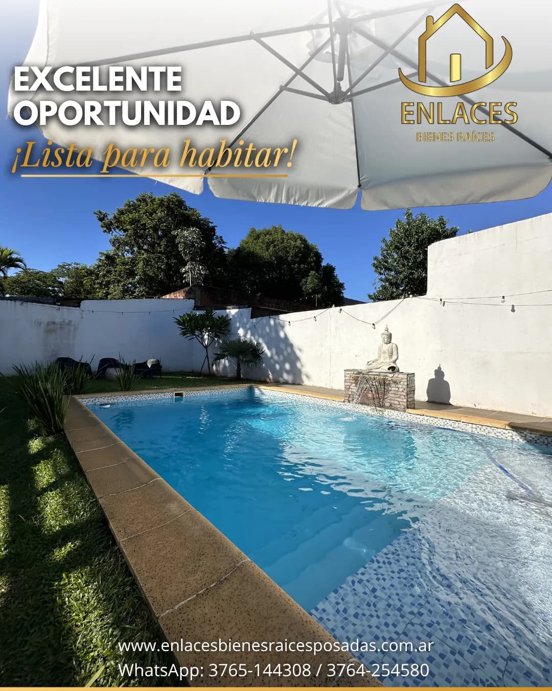 Hermosa propiedad con piscina y jardín