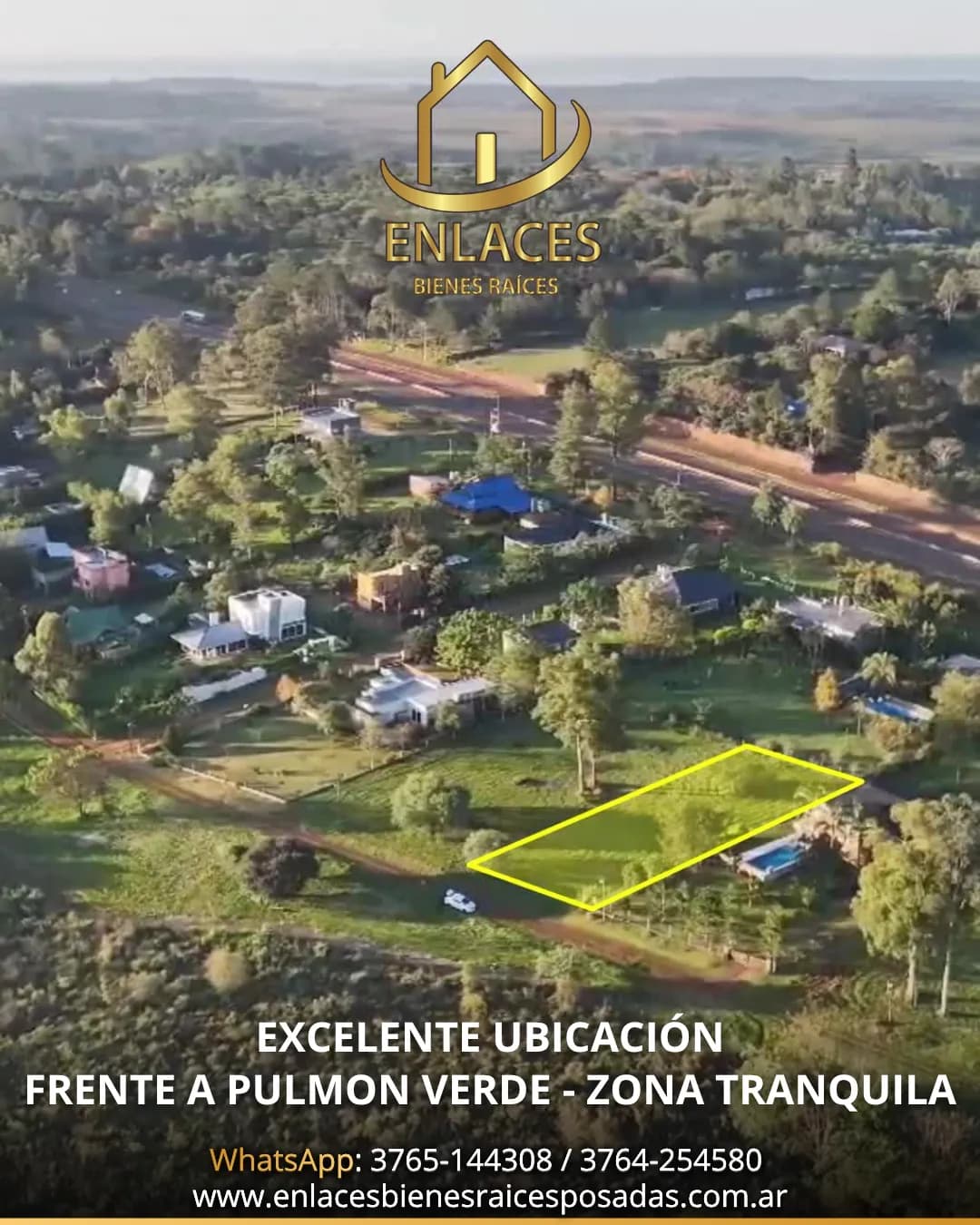 Vista aérea de terreno en venta