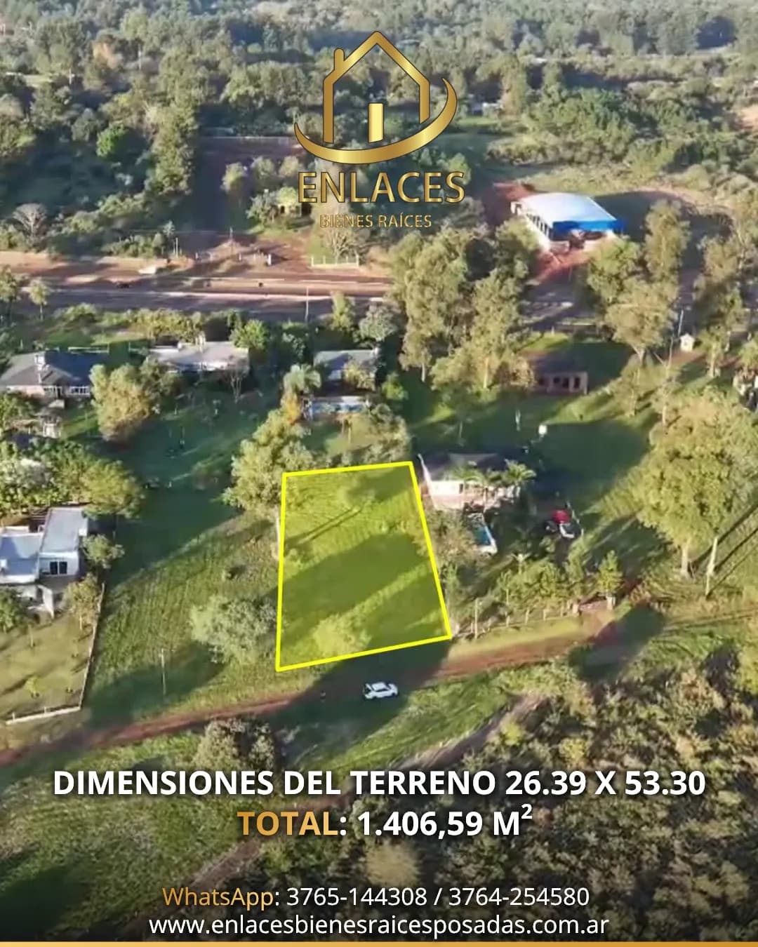 Vista aérea de terreno en venta