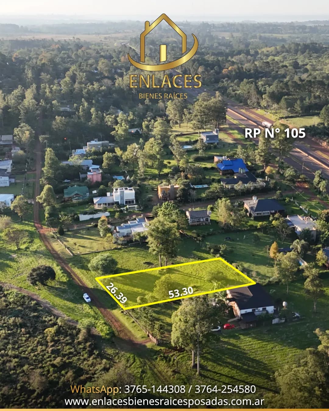 Vista aérea de terreno en venta