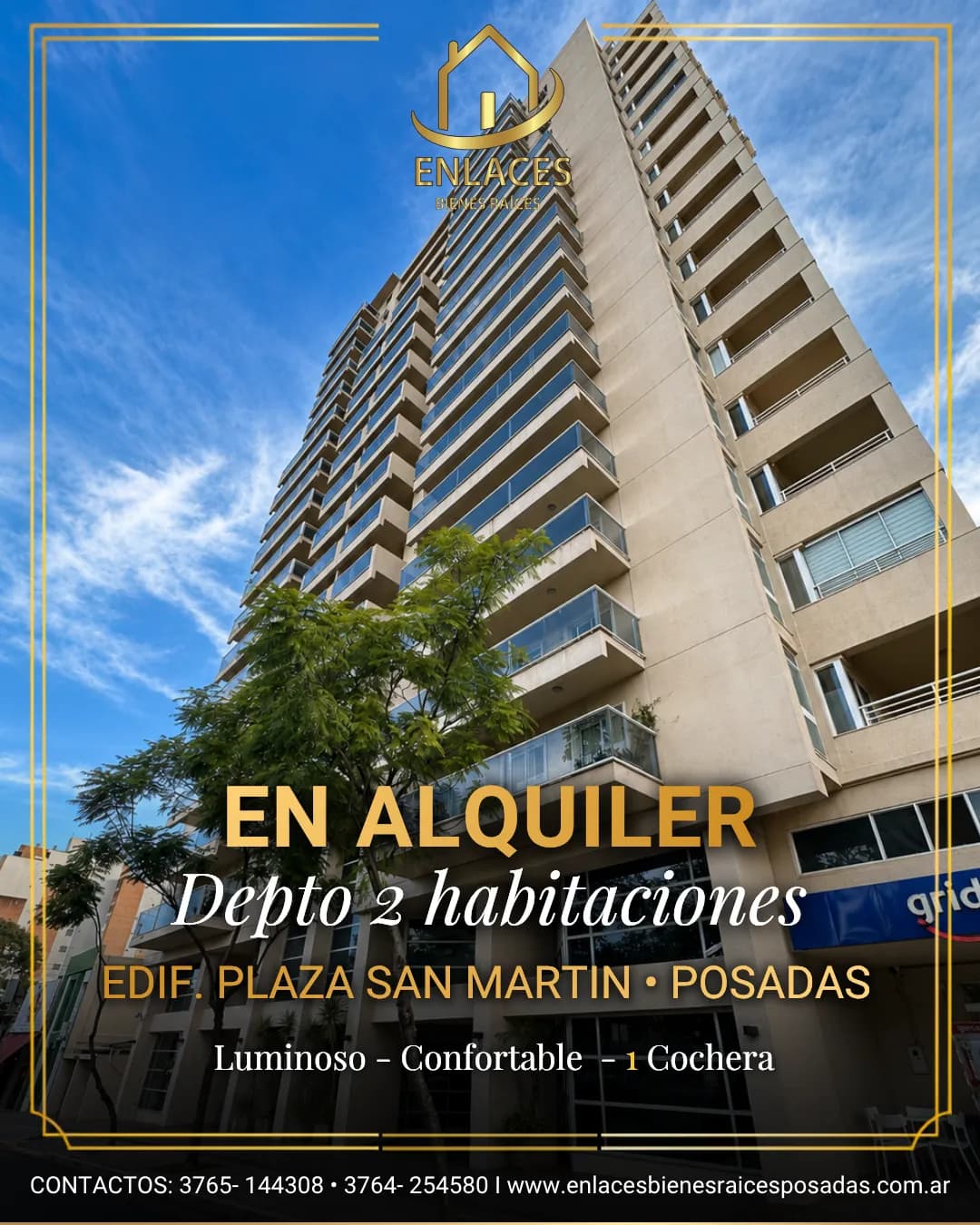 Edificio moderno de departamentos en alquiler