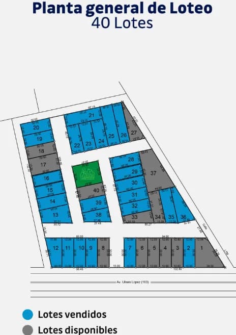 Plano general de loteo inmobiliario