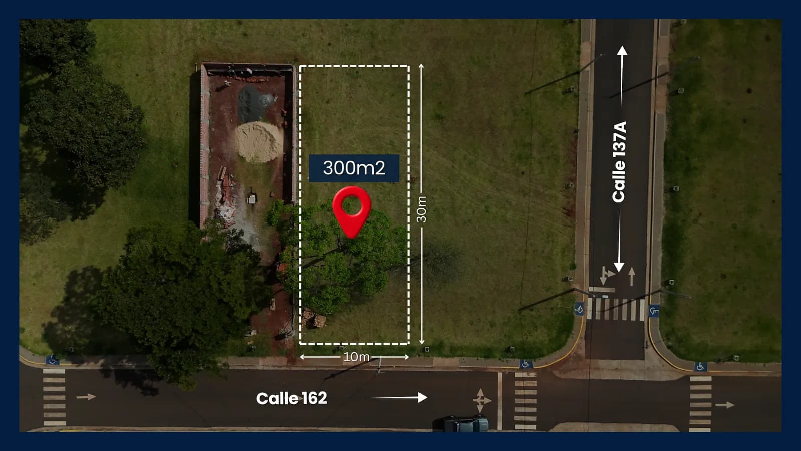 Vista aérea de terreno en venta