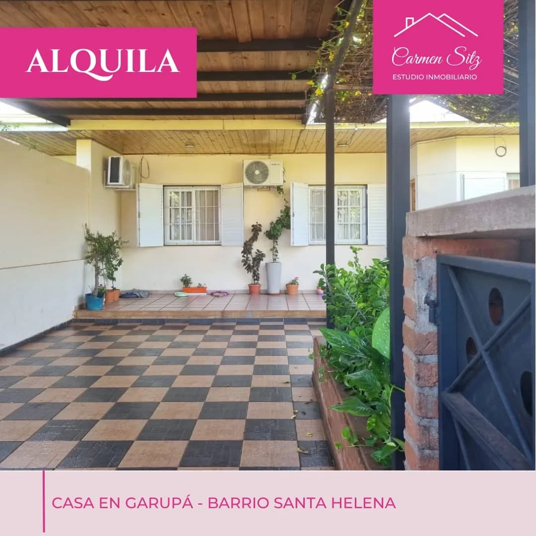 Casa en alquiler con patio cubierto