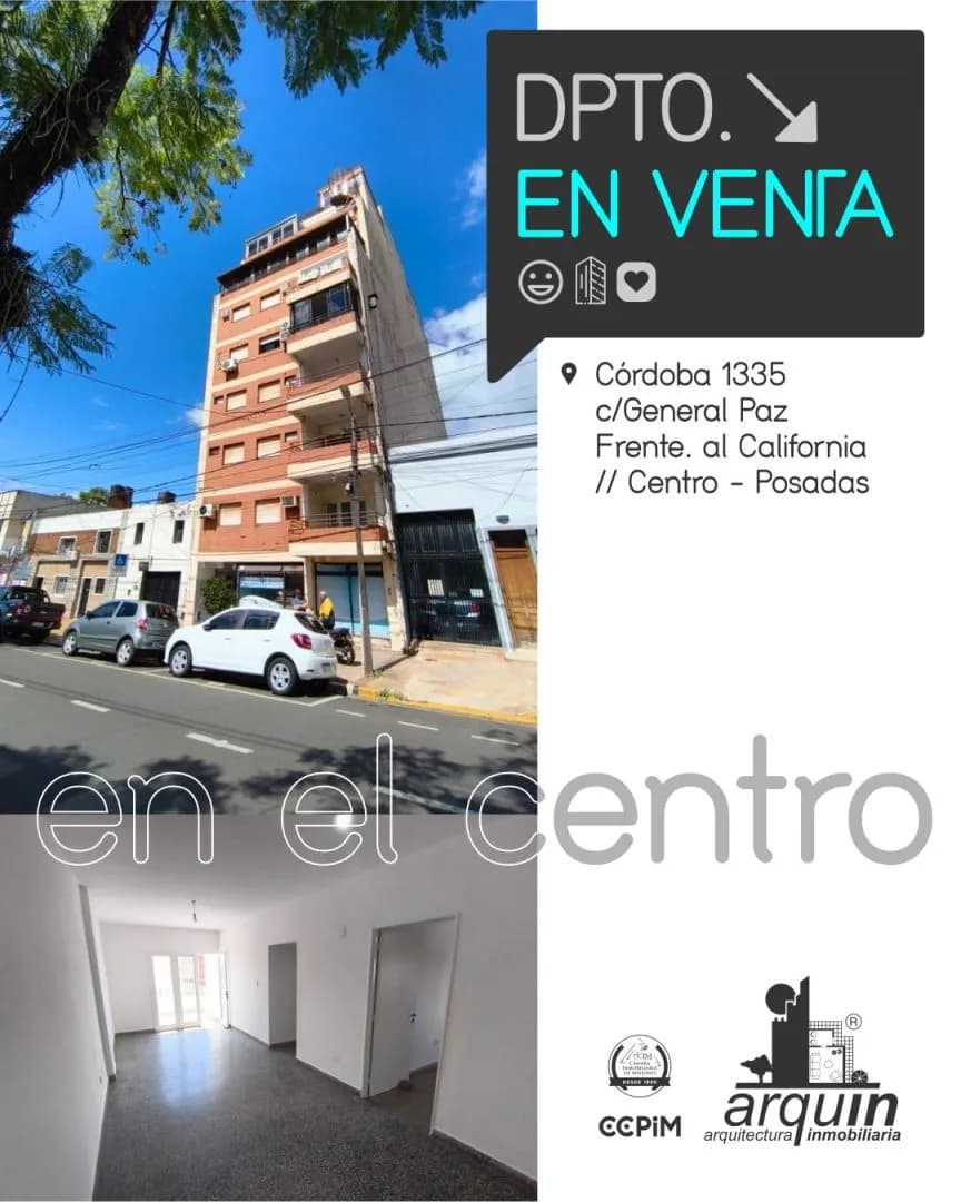 VENTA o ALQUILER Departamento 2 Dormitorios, céntrico y con Vista al Río.