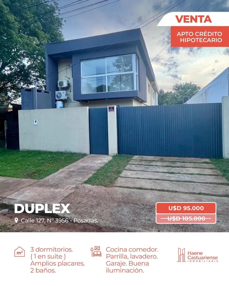 Duplex en Venta de 3 Dormitorios apto a Credito
