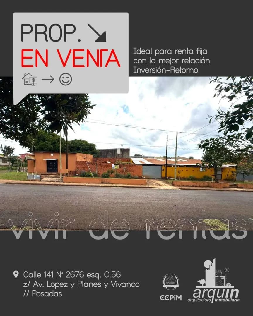 PROPIEDAD EN VENTA p/ VIVIR DE RENTAS