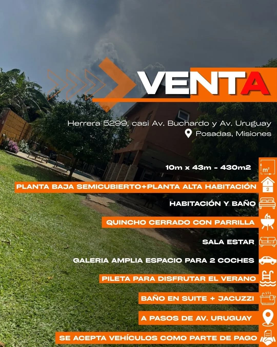 Propiedad en venta con amplio jardín