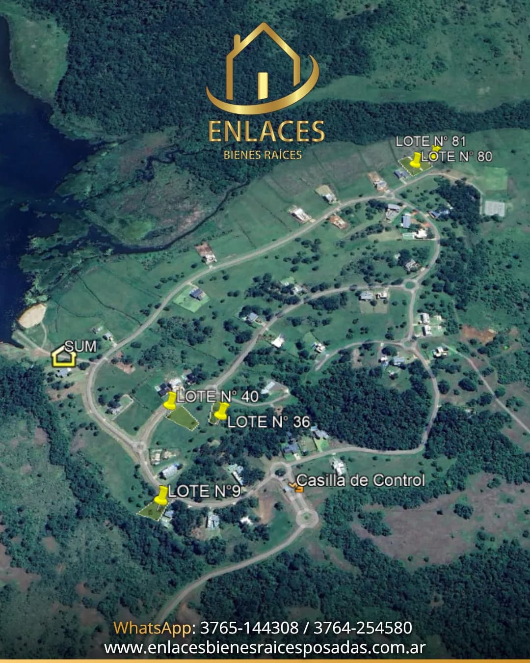 Vista aérea de loteo inmobiliario