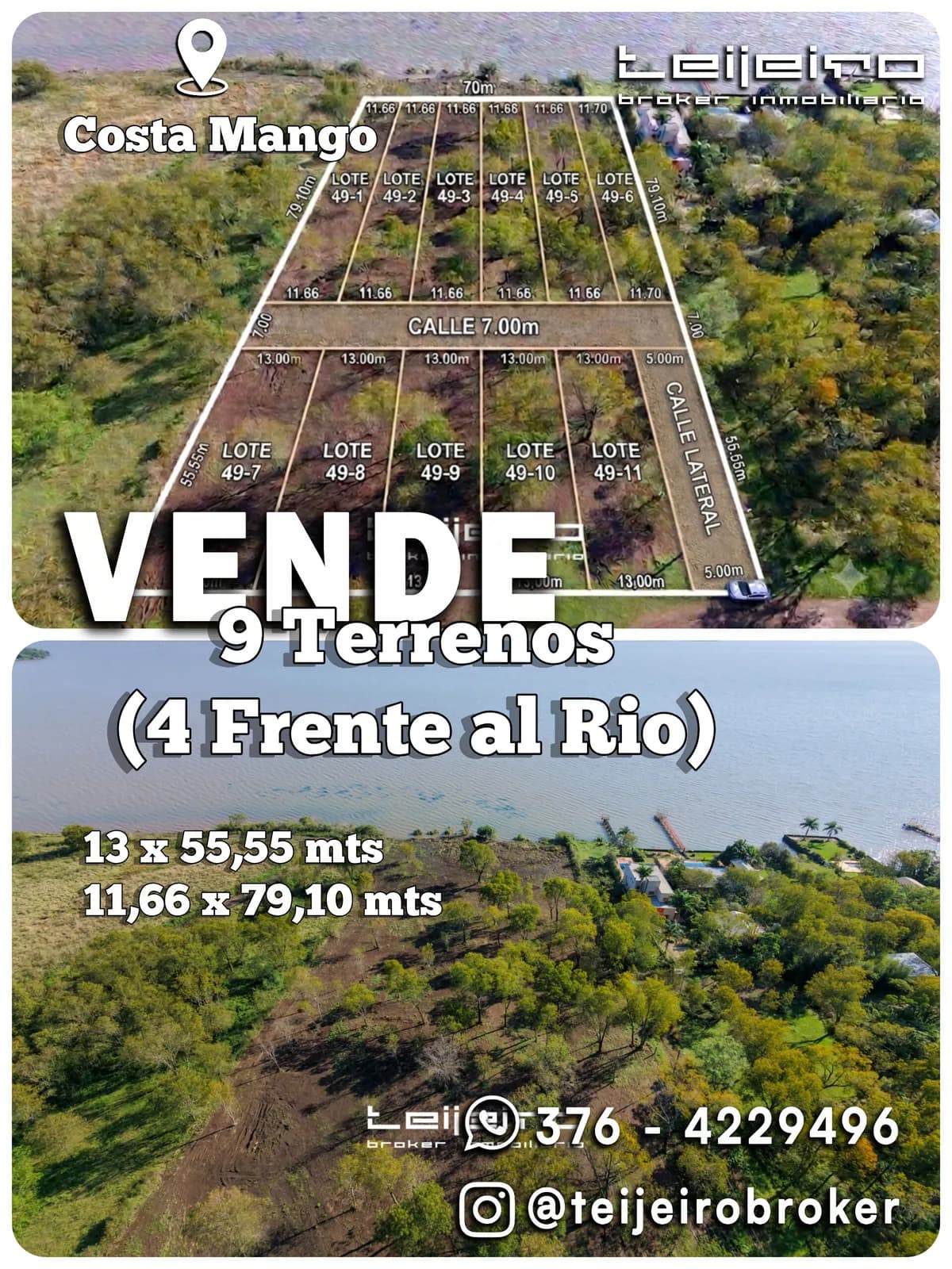 Terrenos en venta frente al río