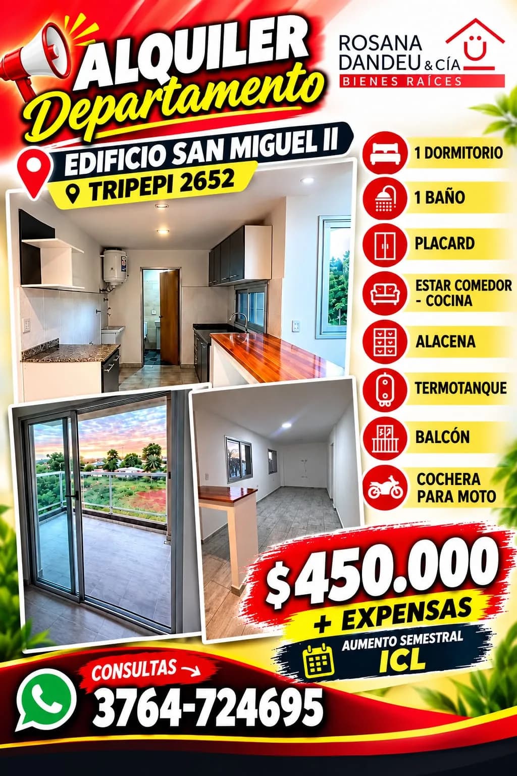 Anuncio de alquiler de departamento