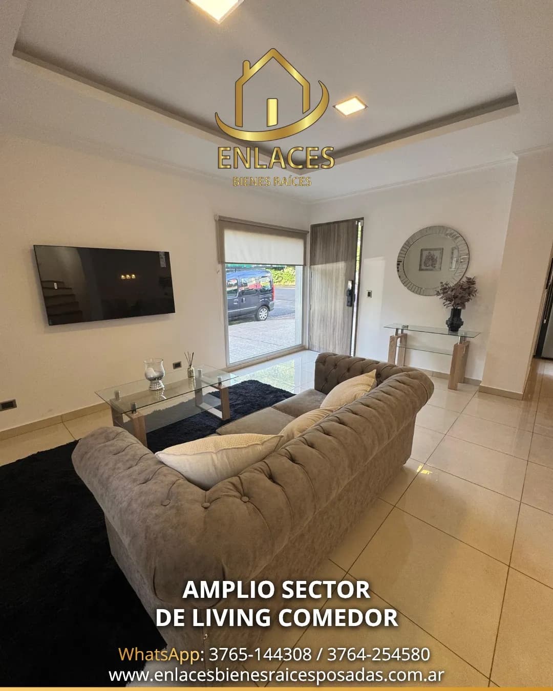 Amplio y luminoso living comedor