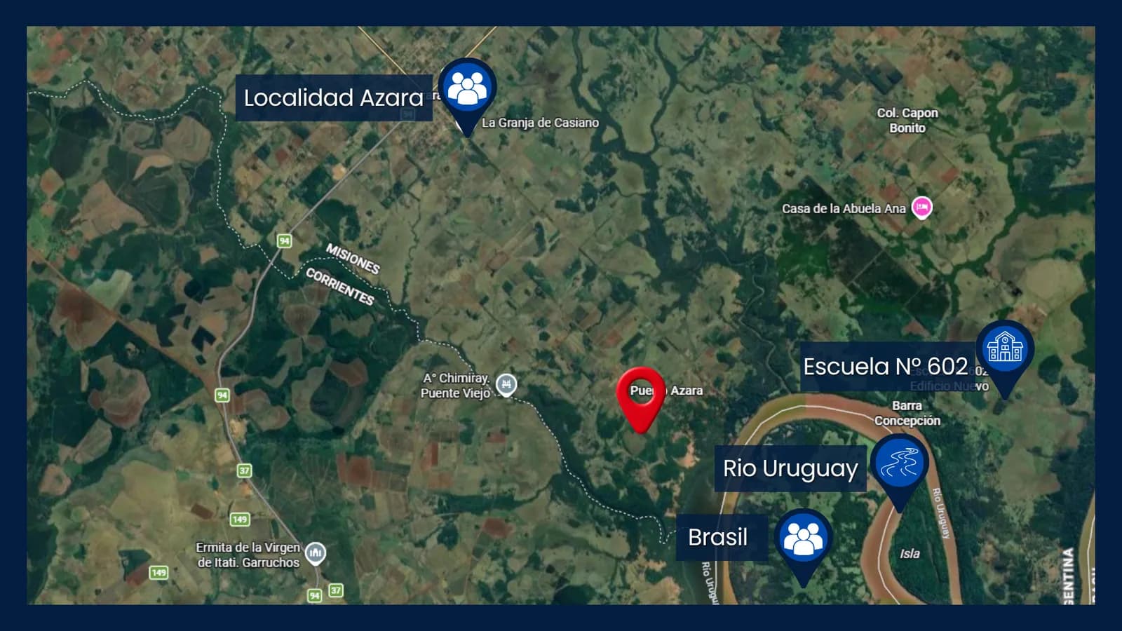 Mapa satelital de ubicación de propiedad